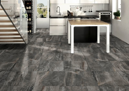 Gres Tile Wall/Floor Athena 61 x 61 cm, nero, 1.49 m2