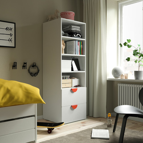 SMÅSTAD / PLATSA Bookcase, white white/with 2 drawers, 60x57x181 cm