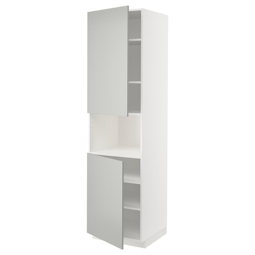 METOD High cab f micro w 2 doors/shelves, white/Havstorp light grey, 60x60x220 cm