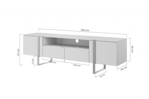 TV Cabinet Verica 200 cm, biscuit oak/gold legs