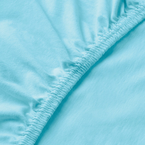 LEN Fitted sheet, blue, 80x165 cm