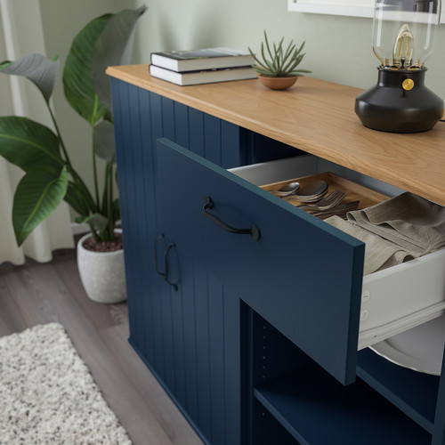 SKRUVBY Storage combination, black-blue, 190x90 cm