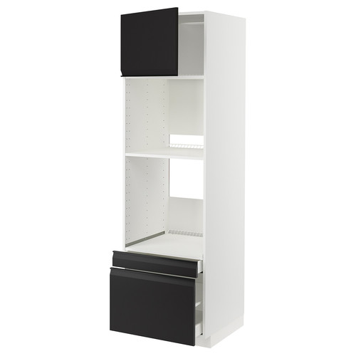 METOD / MAXIMERA Hi cab f ov/combi ov w dr/2 drwrs, white/Upplöv matt anthracite, 60x60x200 cm