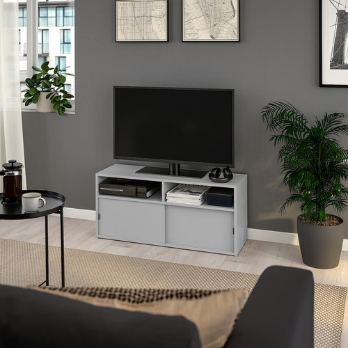 SPIKSMED TV bench, light grey, 97x32 cm