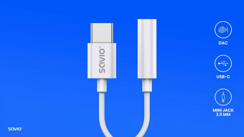 Savio Adapter Cable AK-51 USB-C - Mini Jack 3.5mm