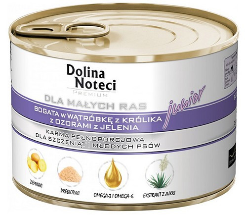 Dolina Noteci Premium Dog Wet Food for Small Breeds Junior Rabbit & Deer 185g