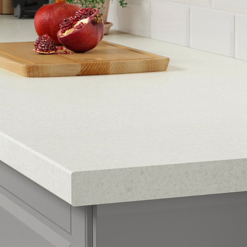 SÄLJAN Worktop, white/light grey stone effect/laminate, 186x3.8 cm