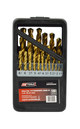 AW HSS-G TiN Twist Drill Bit Set 25pcs 1-13mm