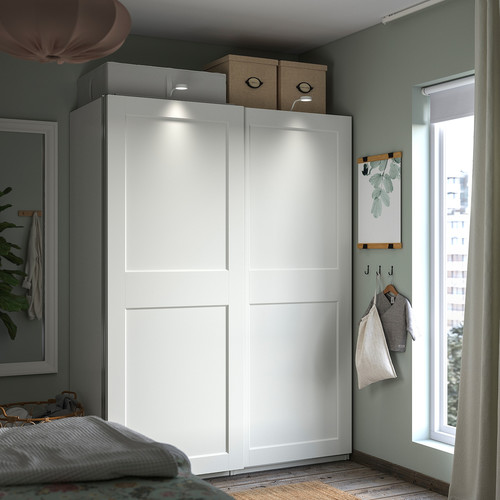 PAX / GRIMO Wardrobe, white/white, 150x66x201 cm