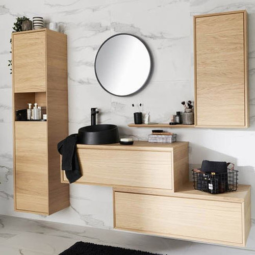 GoodHome Bathroom High Cabinet Avela 40 cm, oak effect