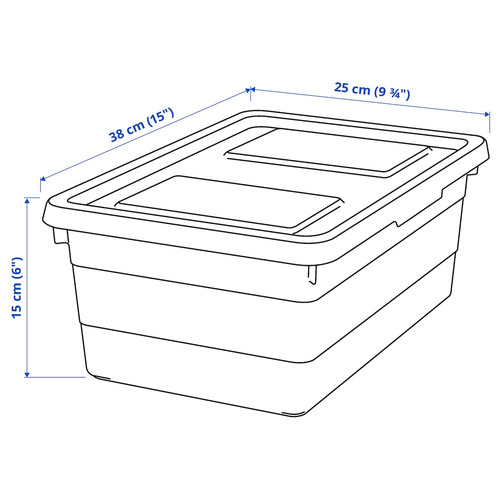 SOCKERBIT Box with lid, white, 38x25x15 cm