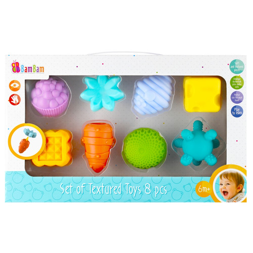 Bam Bam Set of Textured Toys 8pcs 6m+