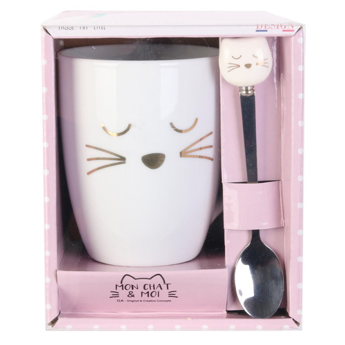 Mug with Spoon Cat 350ml
