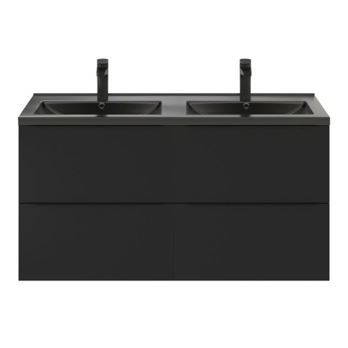 Goodhome Wall-mounted Basin Cabinet Imandra 120cm, matt black