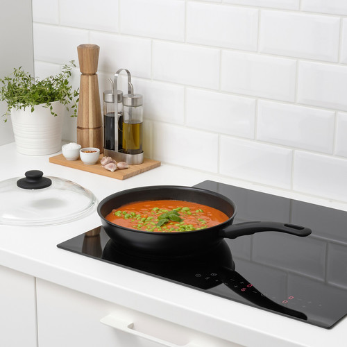 HEMLAGAD Sauté pan with lid, black, 26 cm