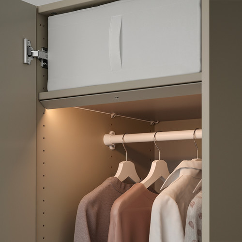 ÖVERSIDAN LED wardrobe lighting strp w sensor, dimmable grey-beige, 46 cm