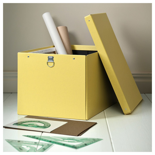 NIMM Storage box with lid, yellow, 35x50x30 cm