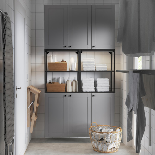 ENHET Storage combination, anthracite/grey frame, 120x32x225 cm