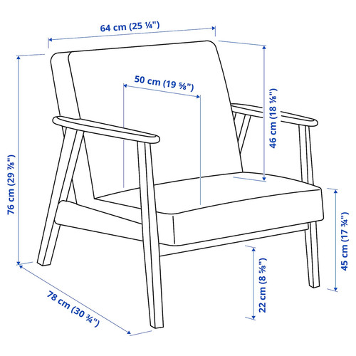 EKENÄSET Armchair, oak/Gunnared dark grey