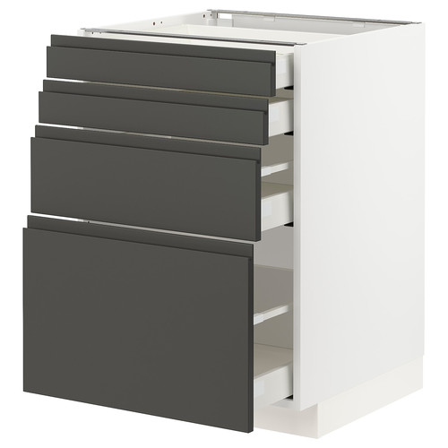 METOD / MAXIMERA Base cab 4 frnts/4 drawers, white/Voxtorp dark grey, 60x60 cm