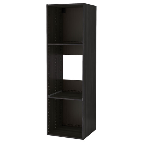 METOD High cabinet frame for fridge/oven, wood effect black, 60x60x200 cm