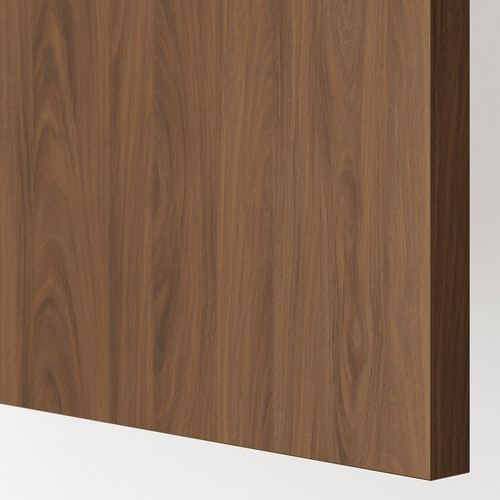 METOD/MAXIMERA Base cabinet/pull-out int fittings, white/Tistorp brown walnut effect, 20x60 cm