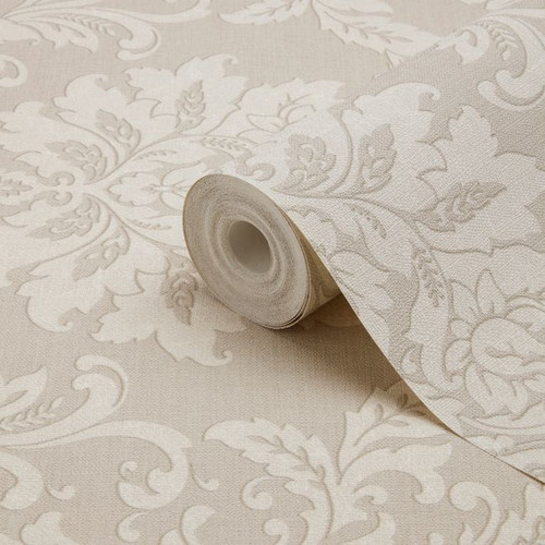 GoodHome Vinyl Wallpaper on Fleece Mire, beige