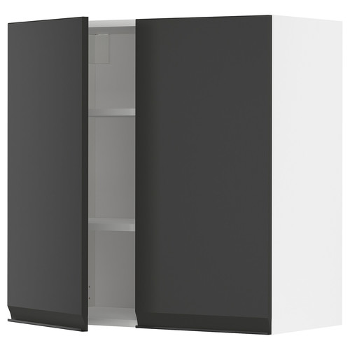 METOD Wall cabinet with shelves/2 doors, white/Upplöv matt anthracite, 80x80 cm