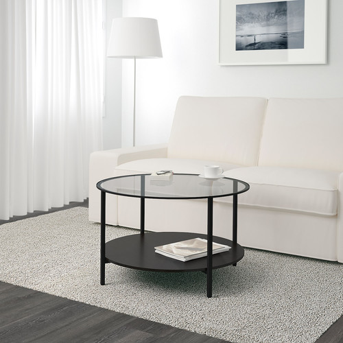 VITTSJÖ Coffee table, black-brown, glass, 75 cm