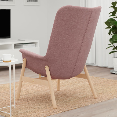 VEDBO High-back armchair, Gunnared light brown-pink
