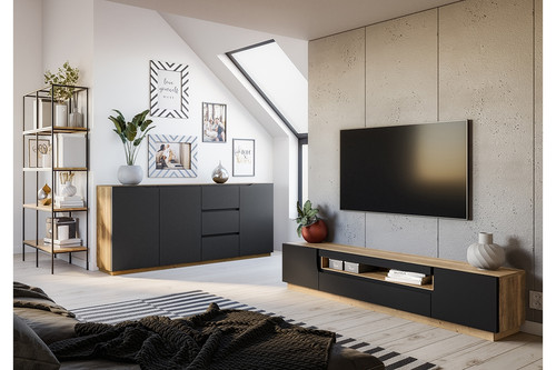 TV Cabinet Loftia, artisan/matt black