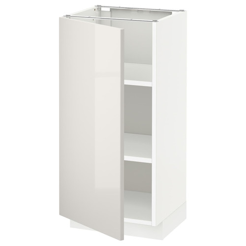 METOD Base cabinet with shelves, white/Ringhult light grey, 40x37 cm