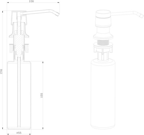 GoodHome Soap/Liquid Dispenser Datil 23 x 13 cm, chrome