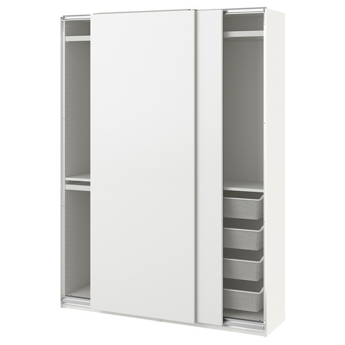 PAX / HASVIK Wardrobe combination, white/white, 150x44x201 cm