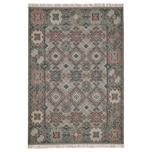 VESTERVIG Rug, flatwoven, handmade multicolour/diamond pattern, 160x230 cm