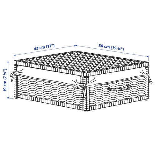 TOLKNING Basket, handmade rattan, 50x43x19 cm