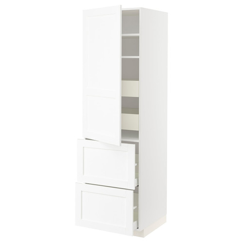 METOD / MAXIMERA Hi cab w shlvs/4 drawers/dr/2 frnts, white Enköping/white wood effect, 60x60x200 cm