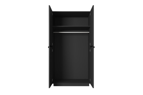 Wardrobe Nicole 100 cm, matt black, black handles