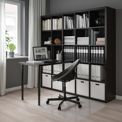 KALLAX / LINNMON Desk combination, black/black-brown, 182x139x182 cm