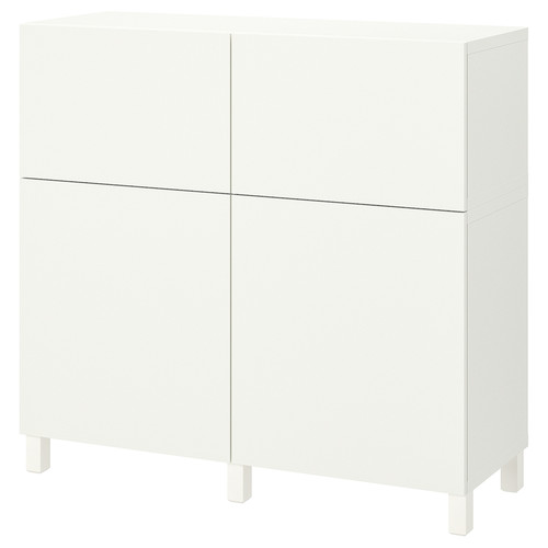 BESTÅ Storage combination w doors/drawers, white/Lappviken/Stubbarp white, 120x42x112 cm