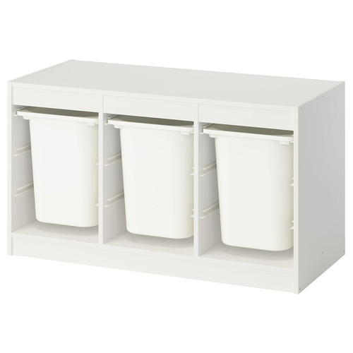 TROFAST Storage combination with boxes, white/white, 99x44x56 cm