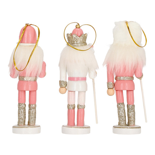 Christmas Tree Decoration Nutcracker 12cm Set of 2pcs, pink