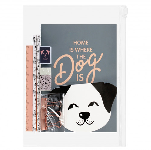 School Set Dog - Notepad, Notebook, Ruler, Pencil, Eraser, Sharpener