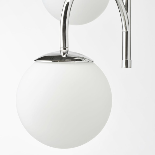 SIMRISHAMN Pendant lamp, 3-armed, chrome-plated, opal white glass