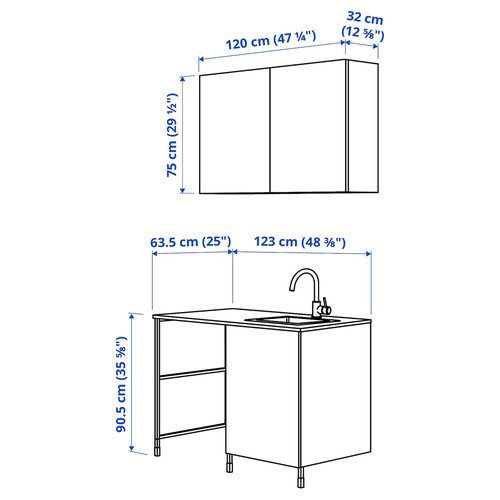 ENHET Laundry, white, 121.5x63.5x87.5 cm