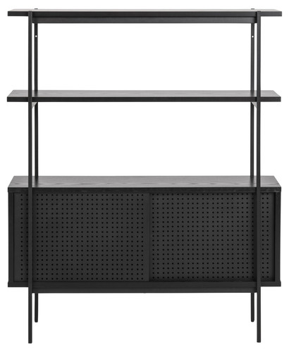 Shelving Unit with Cabinet Angus, black