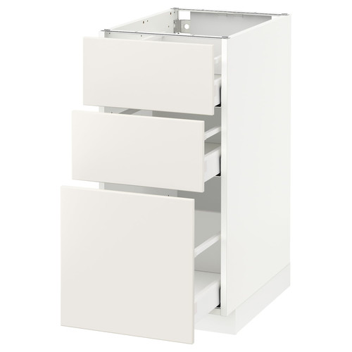 METOD / MAXIMERA Base cabinet with 3 drawers, white, Veddinge white, 40x60 cm