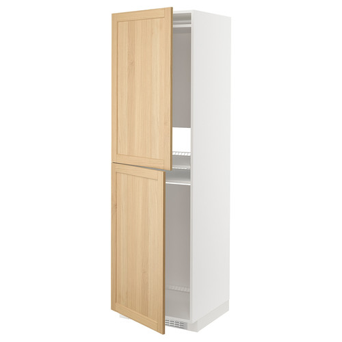 METOD High cabinet for fridge/freezer, white/Forsbacka oak, 60x60x200 cm