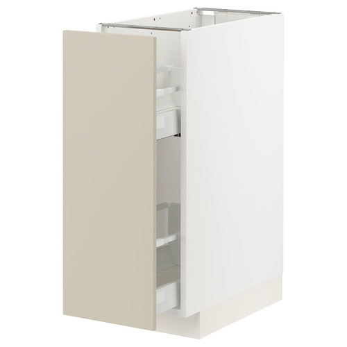 METOD / MAXIMERA Base cabinet/pull-out int fittings, white/Havstorp beige, 30x60 cm