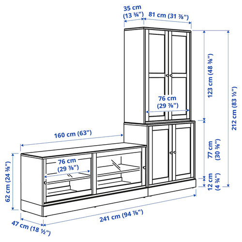 HAVSTA TV storage combination, white, 241x47x212 cm